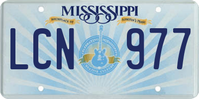 MS license plate LCN977