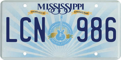 MS license plate LCN986