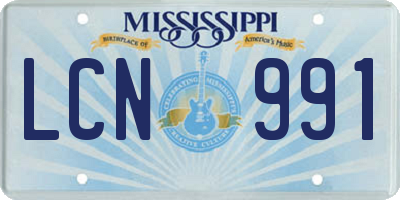 MS license plate LCN991