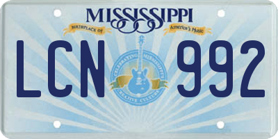 MS license plate LCN992