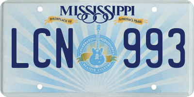 MS license plate LCN993