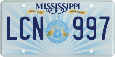 MS license plate LCN997