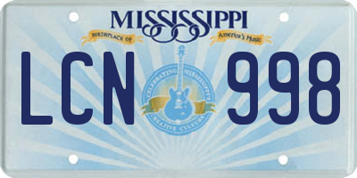 MS license plate LCN998