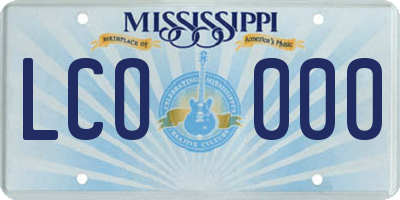 MS license plate LCO000