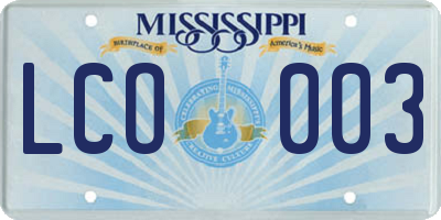 MS license plate LCO003