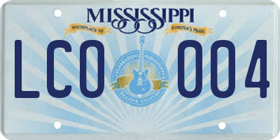 MS license plate LCO004