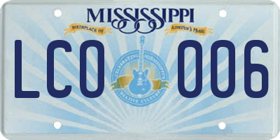 MS license plate LCO006