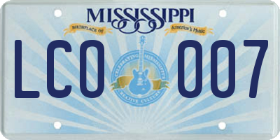 MS license plate LCO007