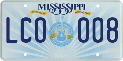 MS license plate LCO008
