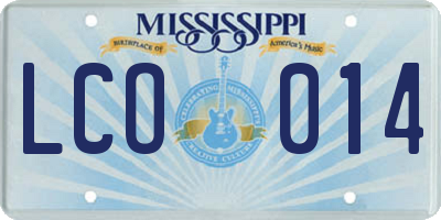 MS license plate LCO014