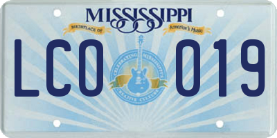 MS license plate LCO019