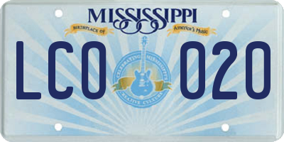 MS license plate LCO020