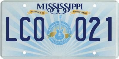 MS license plate LCO021