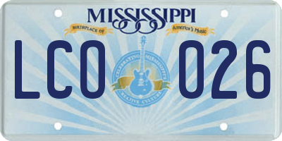 MS license plate LCO026