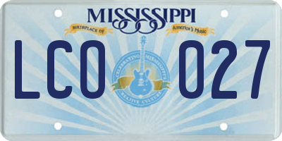 MS license plate LCO027