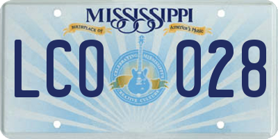 MS license plate LCO028