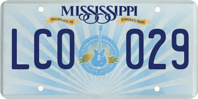 MS license plate LCO029