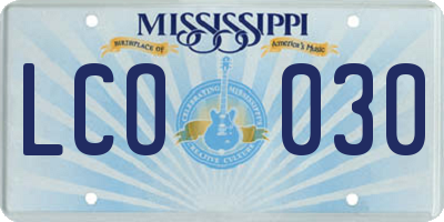 MS license plate LCO030