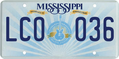 MS license plate LCO036