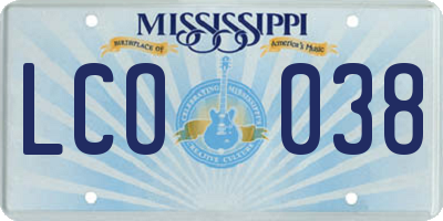 MS license plate LCO038