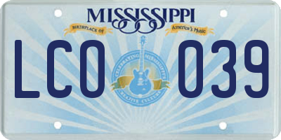 MS license plate LCO039