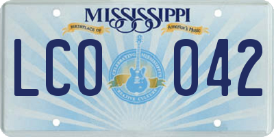 MS license plate LCO042