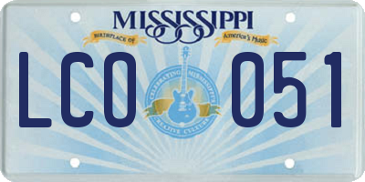 MS license plate LCO051