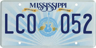 MS license plate LCO052