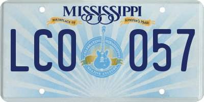 MS license plate LCO057