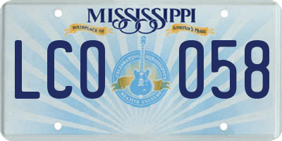 MS license plate LCO058