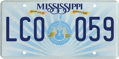 MS license plate LCO059