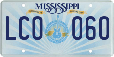 MS license plate LCO060