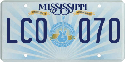 MS license plate LCO070