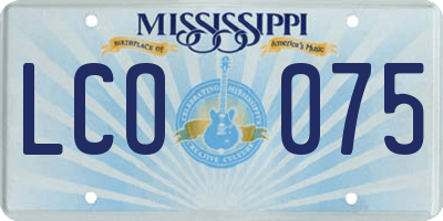 MS license plate LCO075