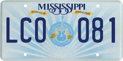 MS license plate LCO081