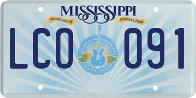 MS license plate LCO091