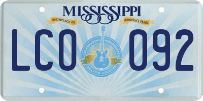 MS license plate LCO092