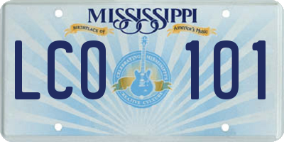 MS license plate LCO101