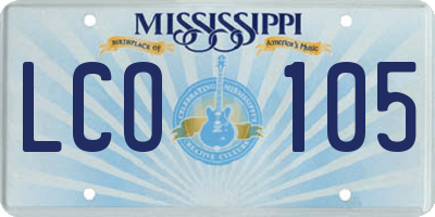 MS license plate LCO105