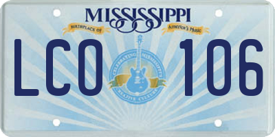 MS license plate LCO106