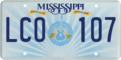 MS license plate LCO107