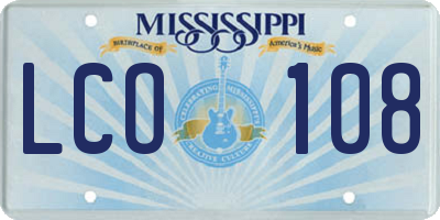 MS license plate LCO108