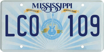 MS license plate LCO109