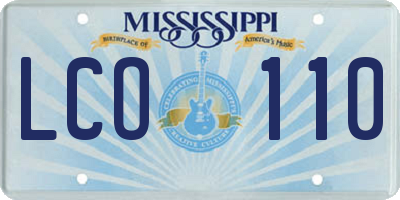 MS license plate LCO110