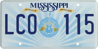 MS license plate LCO115
