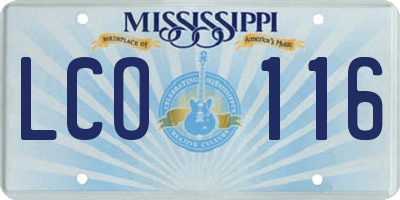 MS license plate LCO116