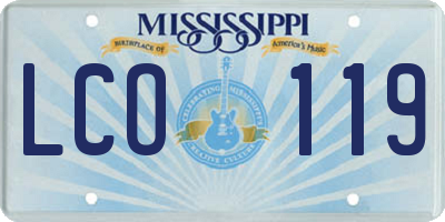 MS license plate LCO119