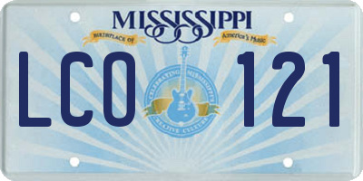MS license plate LCO121