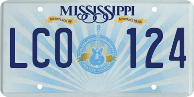 MS license plate LCO124