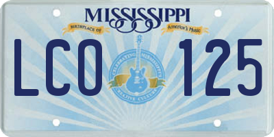 MS license plate LCO125